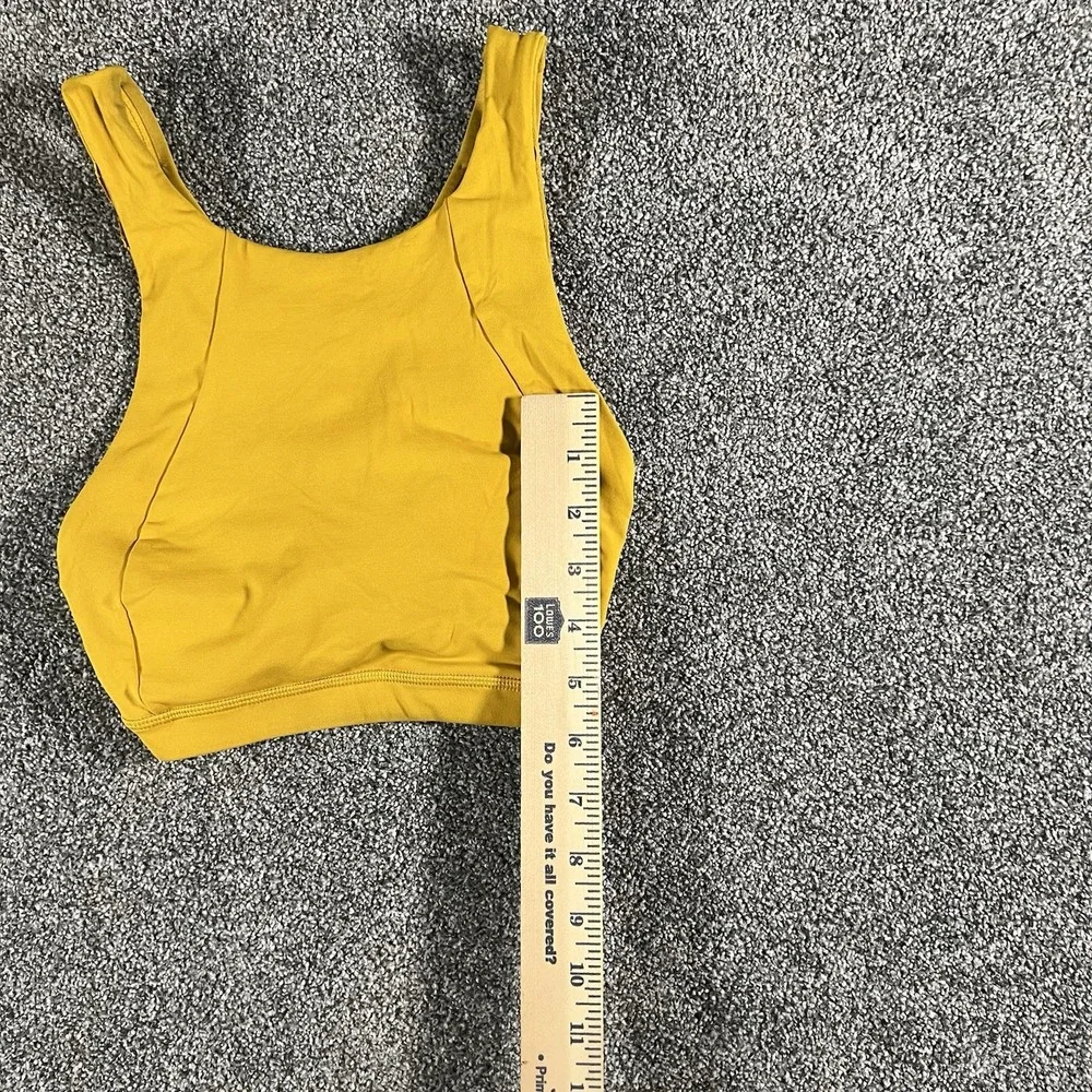 Lululemon Energy Long Line Sports Bra Yellow Medium Support Women's Approx 6